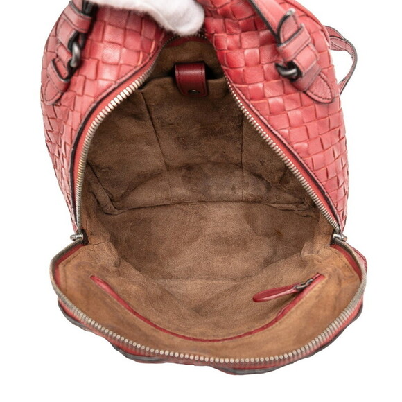 BOTTEGA VENETA Red Leather Intrecciato Backpack main image 6